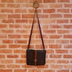 Fossil Messenger Black and Brown Leather Crossbody Bag - Spacious Bag / Purse